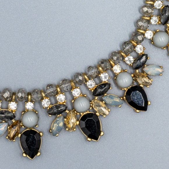 Black, Gold and Diamond CZ Statement Necklace - Picture 4 of 4